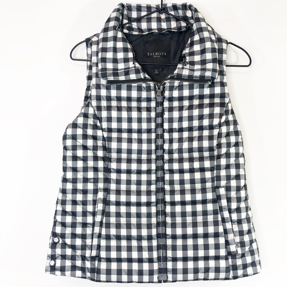 Talbots Buffalo Check Small Down Puffer Vest